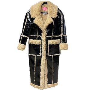 SOLD — Faux Fur and Patent Leather Duster
